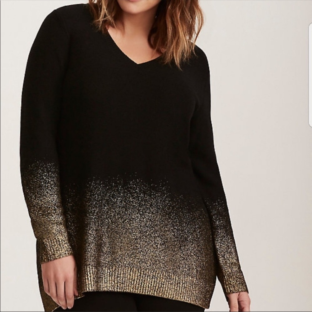 NWT Torrid Black Gold Ombre Strappy Back Sweater